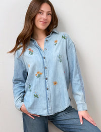 WILD BLOSSOM EMBROIDERED SHIRT-PURE DENIM-BILLY T