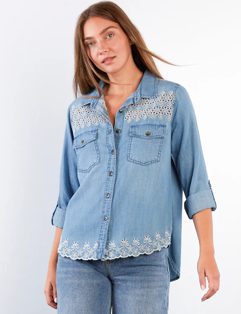 GOLDEN HOUR BUTTERFLY SHIRT-WASHED DENIM-BILLY T