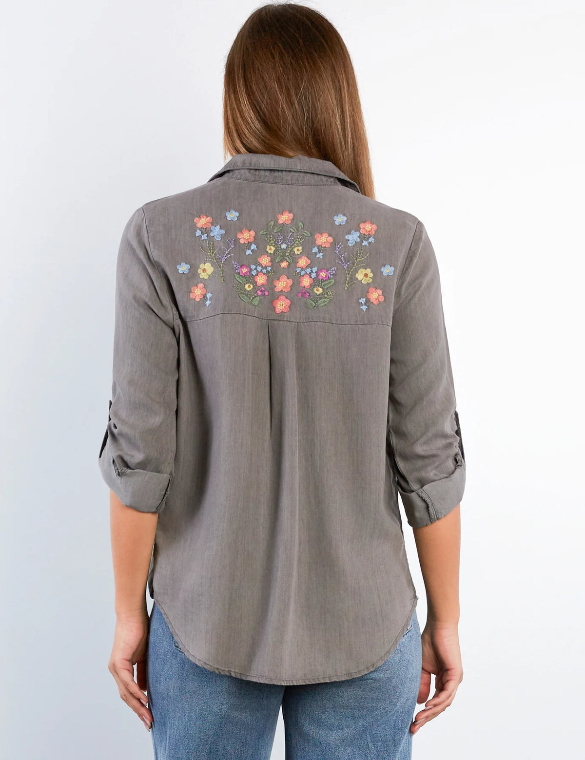 SUMMER PETAL EMBROIDERED SHIRT-DAY GREY-BILLY T