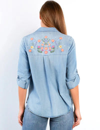 SUMMER PETAL EMBROIDERED SHIRT-PURE DENIM-BILLY T
