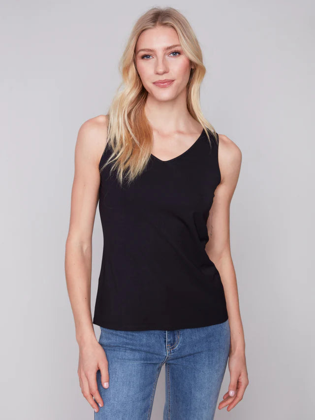 REVERSE CAMI TANK-BLACK-CHARLIE B