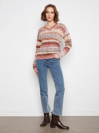 SPACE DYE V-NECK SWEATER-BOUTON DE ROSE-CHARLIE B