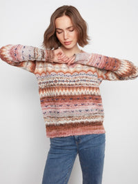 SPACE DYE V-NECK SWEATER-BOUTON DE ROSE-CHARLIE B