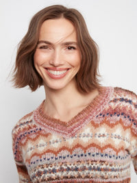 SPACE DYE V-NECK SWEATER-BOUTON DE ROSE-CHARLIE B