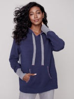 HOODIE WITH FRONT PATCH POCKET SWEATER-CHARLIE B