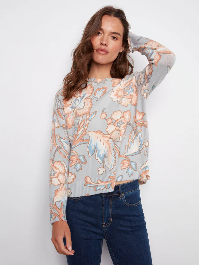 BAROQUE PRINT CREW SWEATER-CHARLIE B