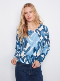 SPLATTER LONG SLEEVE REVERSEABLE SWEATER-CHARLIE B