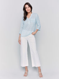 ROLL SLEEVE COTTON GAUZE BLOUSE-TILES-CHARLIE B