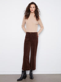 CORDUROY CROP WIDE LEG W/PATCH POCKET-COFFEE-CHARLIE B