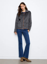 REVERSIBLE PLAID JACKET W/LEATHER BINDING-NAVY-CHARLIE B