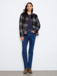 REVERSIBLE PLAID JACKET W/LEATHER BINDING-NAVY-CHARLIE B