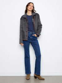 REVERSIBLE PLAID JACKET W/LEATHER BINDING-NAVY-CHARLIE B