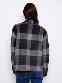 REVERSIBLE PLAID JACKET W/LEATHER BINDING-NAVY-CHARLIE B
