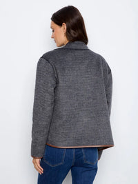 REVERSIBLE PLAID JACKET W/LEATHER BINDING-NAVY-CHARLIE B