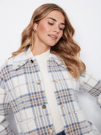 EYELASH YARN JACQUARD SHORT JACKET-ECRU-CHARLIE B