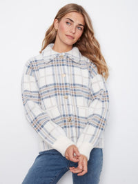 EYELASH YARN JACQUARD SHORT JACKET-ECRU-CHARLIE B