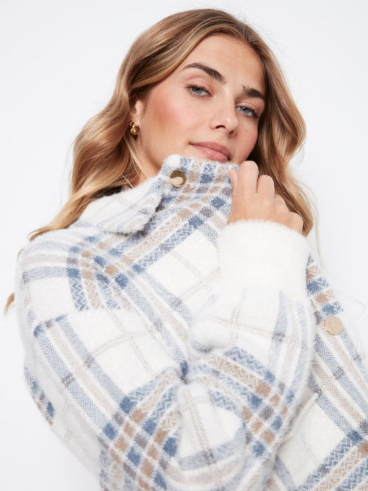 EYELASH YARN JACQUARD SHORT JACKET-ECRU-CHARLIE B