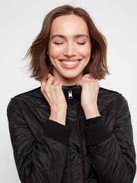 PUFFER JACKET W/REMOVABLE HOOD-BLACK-CHARLIE B