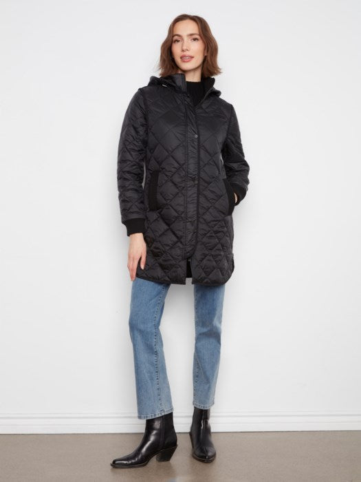 PUFFER JACKET W/REMOVABLE HOOD-BLACK-CHARLIE B