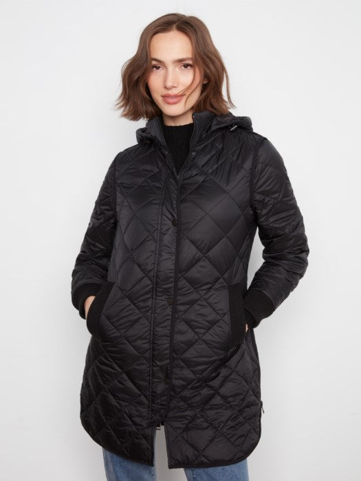 PUFFER JACKET W/REMOVABLE HOOD-BLACK-CHARLIE B