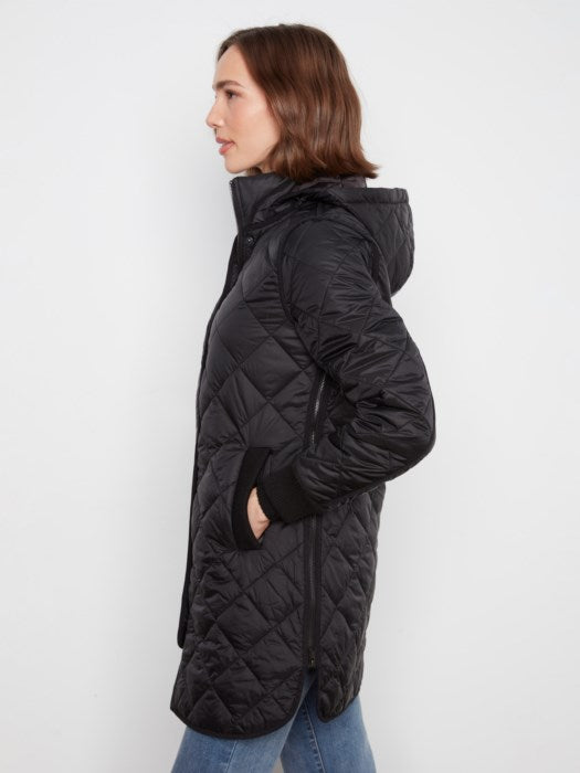 PUFFER JACKET W/REMOVABLE HOOD-BLACK-CHARLIE B