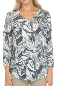 FOREST VEIL V-NECK TOP-CARINE