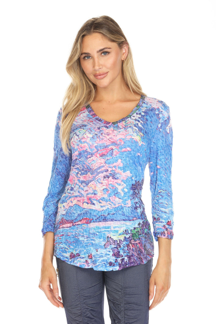 COASTAL GLOW V-NECK TOP-CARINE