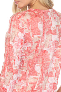 CORAL MOSAIC V-NECK TOP-CARINE