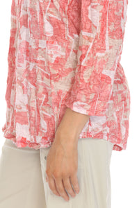 CORAL MOSAIC V-NECK TOP-CARINE