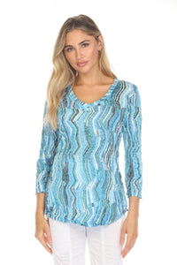 AQUA STRATA V-NECK TOP-CARINE