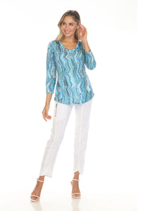 AQUA STRATA V-NECK TOP-CARINE