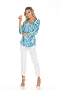 AQUA STRATA V-NECK TOP-CARINE