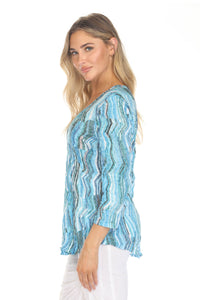 AQUA STRATA V-NECK TOP-CARINE