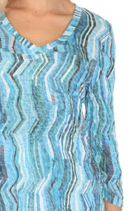 AQUA STRATA V-NECK TOP-CARINE