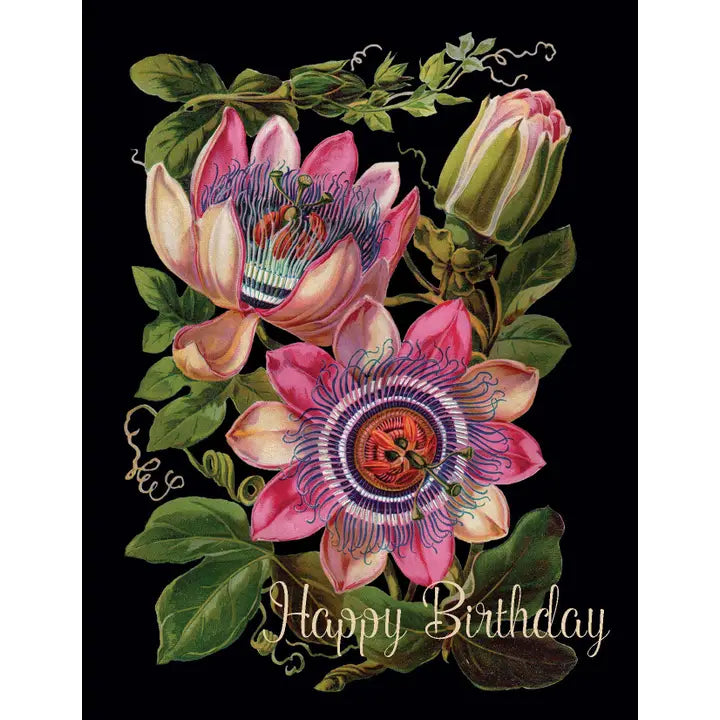 HAPPY BIRTHDAY PASSIONFLOWER A-2 GREETING CARD-P.FLYNN