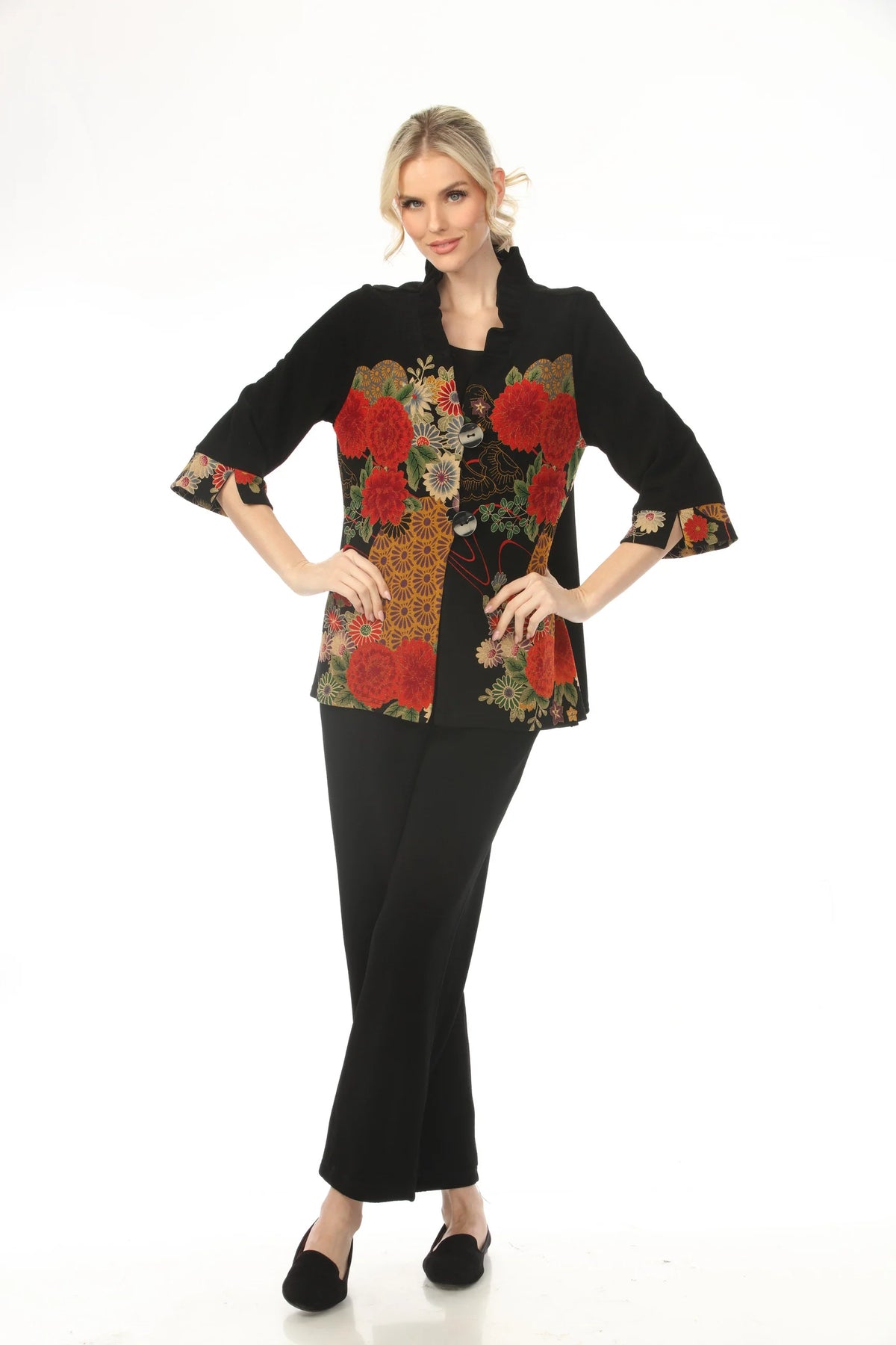 BOUQUET RUFFLE COLLAR JACKET-MOONLIGHT