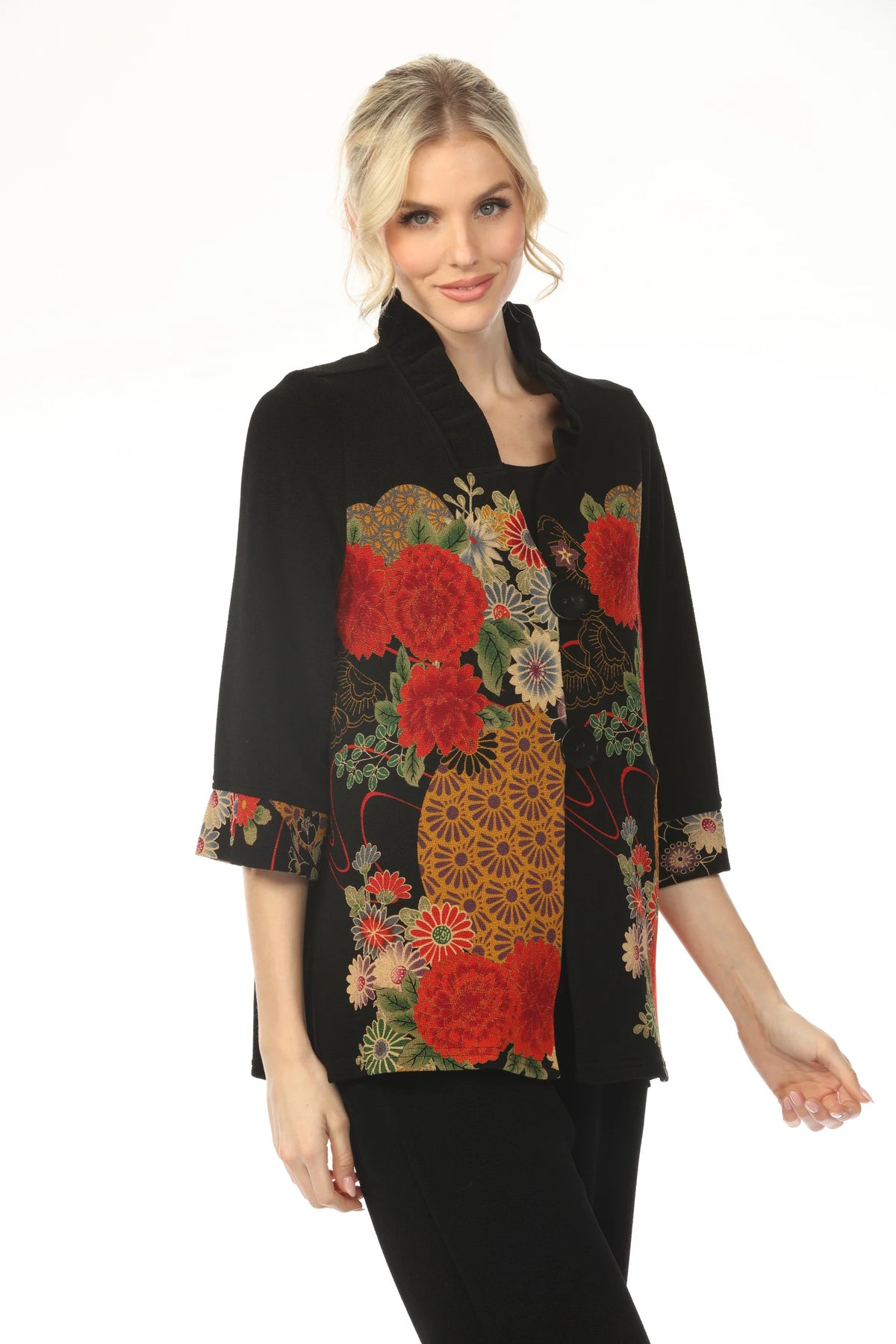 BOUQUET RUFFLE COLLAR JACKET-MOONLIGHT