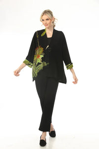 SWING LIME FLOWER ONE BUTTON JACKET-MOONLIGHT