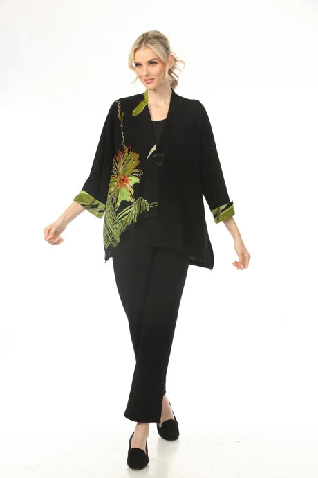 SWING LIME FLOWER ONE BUTTON JACKET-MOONLIGHT