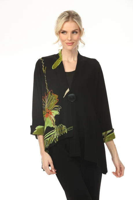 SWING LIME FLOWER ONE BUTTON JACKET-MOONLIGHT