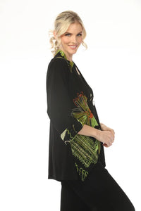 SWING LIME FLOWER ONE BUTTON JACKET-MOONLIGHT