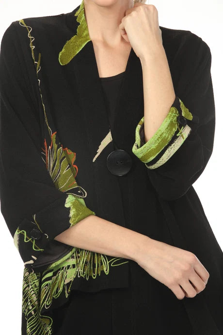 SWING LIME FLOWER ONE BUTTON JACKET-MOONLIGHT