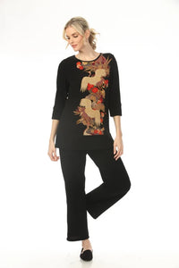 RED CRANE TUNIC TOP-MOONLIGHT