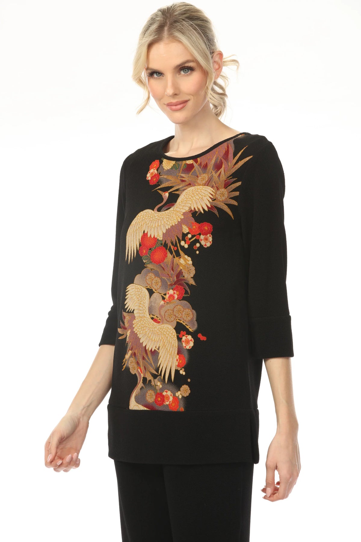 RED CRANE TUNIC TOP-MOONLIGHT