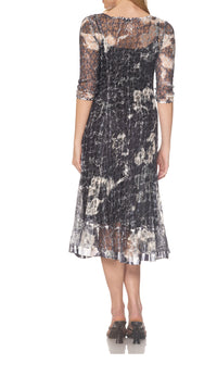 LACE 3/4 SLEEVE DRESS-EBONY SPRAY-KOMAROV