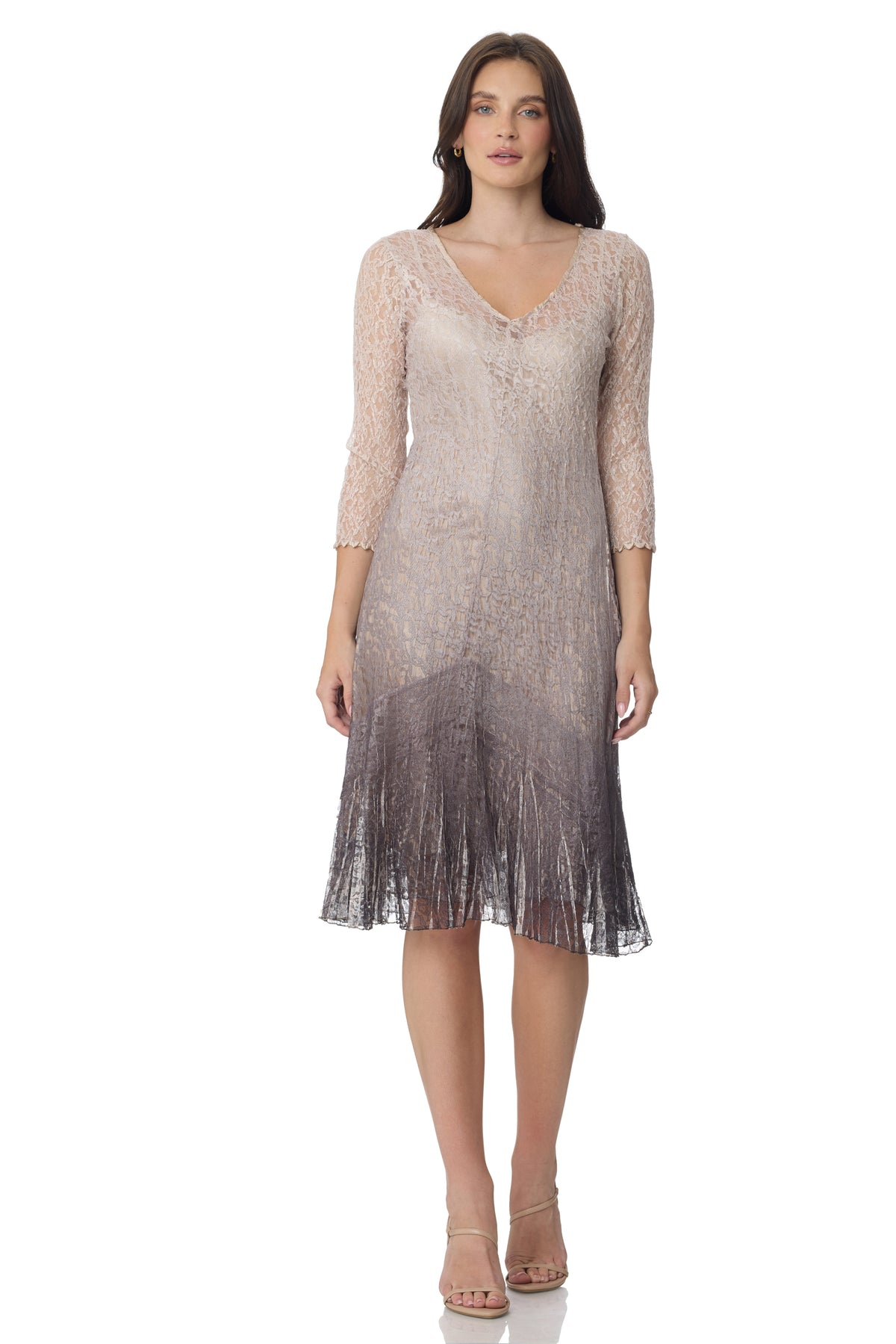 LACE 3/4 SLEEVE DRESS-BEAH CAFE OMBRE-KOMAROV