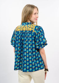 BLUE CAMILLA EMBROIRERED BLOUSE-SISTER MARY