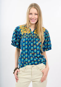 BLUE CAMILLA EMBROIRERED BLOUSE-SISTER MARY