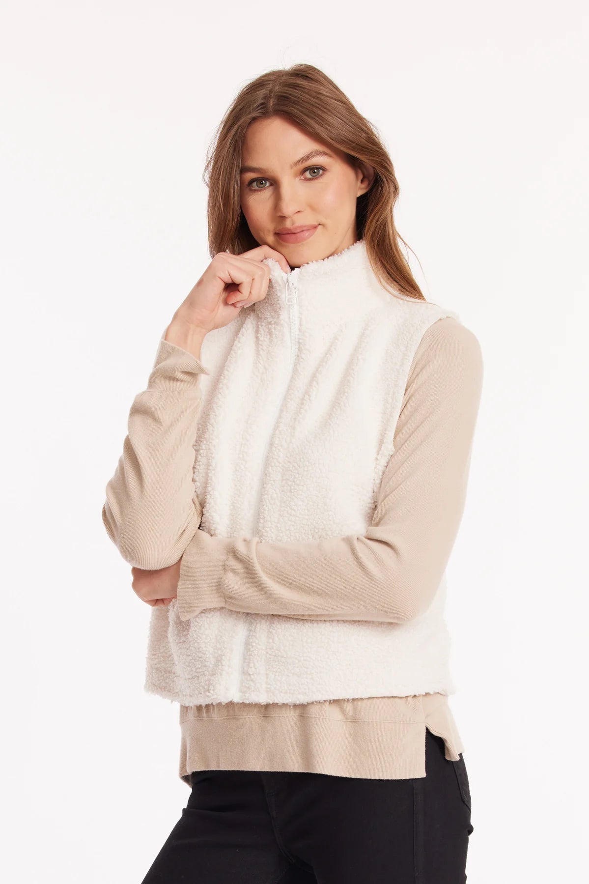 COZY SHERPA VEST-IVORY-MODODOC