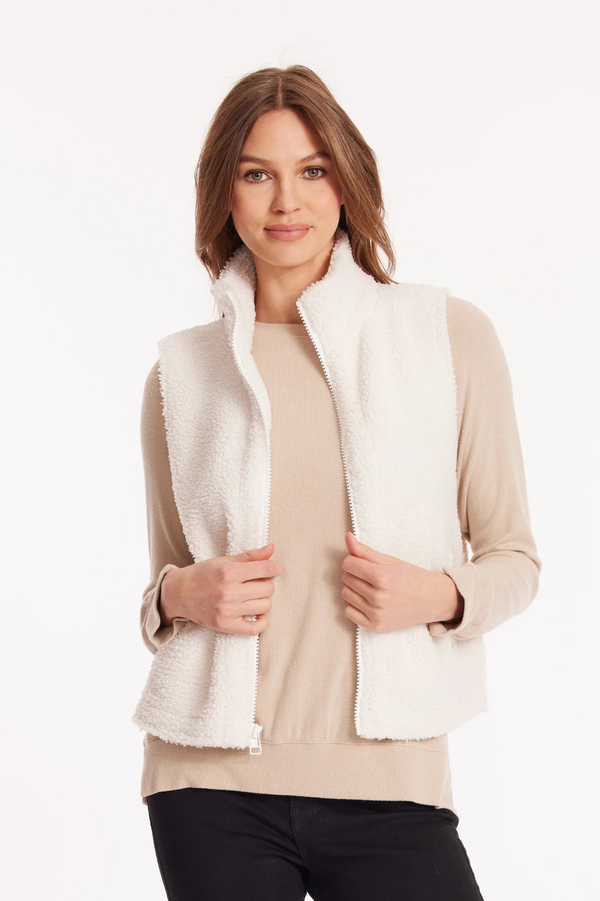 COZY SHERPA VEST-IVORY-MODODOC